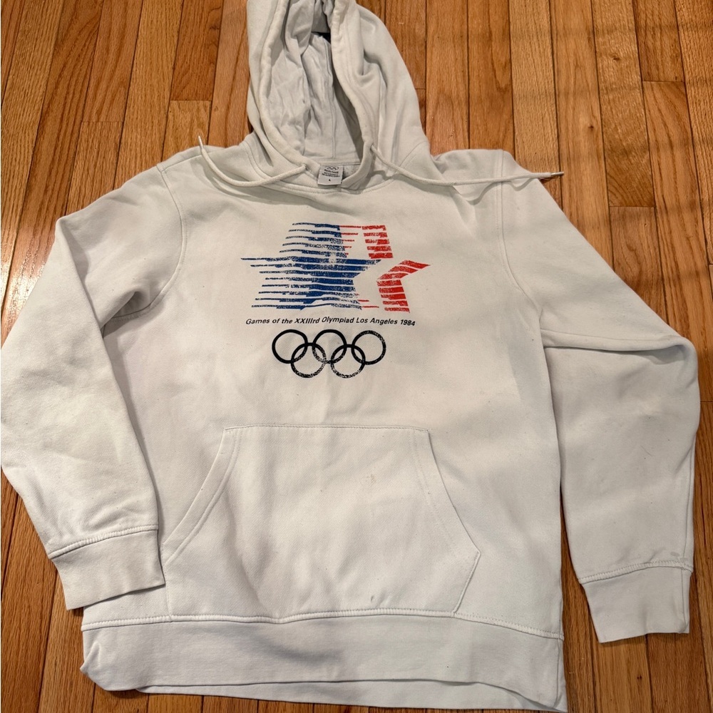 VTG Heritage White Hoodie with Los Angeles 1984 Olympic Graphic